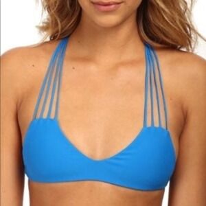 MIKOH Banyas Bikini Top Womens M Blue String Racerback Beach Vacation‎ Travel